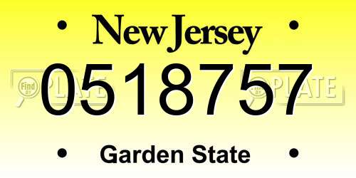 0518757 New Jersey License Plate