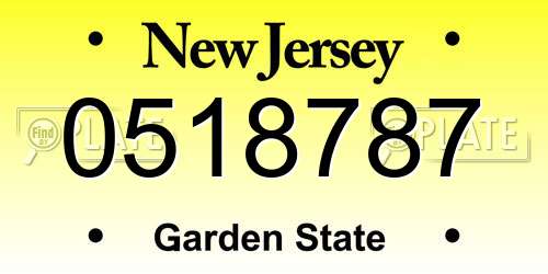 0518787 New Jersey License Plate