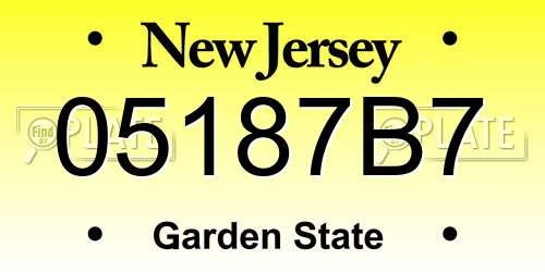 05187B7 New Jersey License Plate
