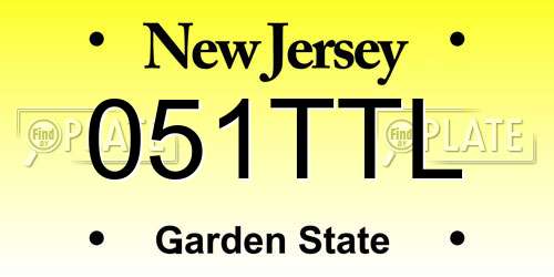 051TTL New Jersey License Plate