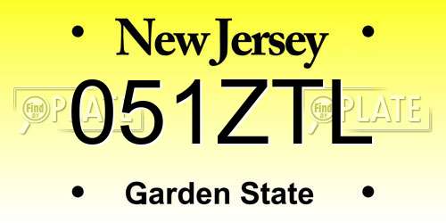 051ZTL New Jersey License Plate