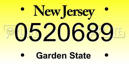0520689 New Jersey License Plate