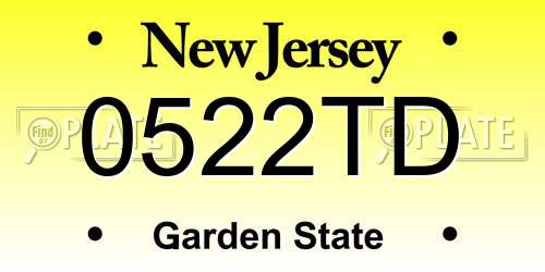 0522TD New Jersey License Plate