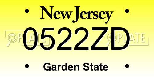 0522ZD New Jersey License Plate