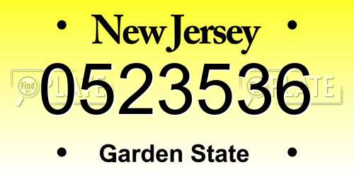 0523536 New Jersey License Plate