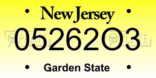 05262O3 New Jersey License Plate