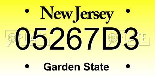 05267D3 New Jersey License Plate