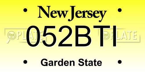 052BTI New Jersey License Plate