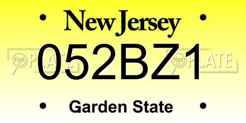 052BZ1 New Jersey License Plate