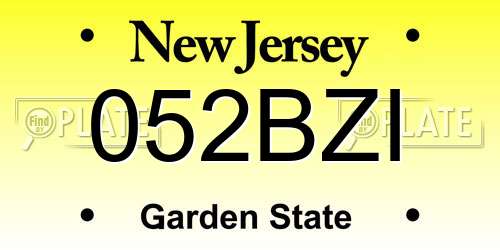 052BZI New Jersey License Plate