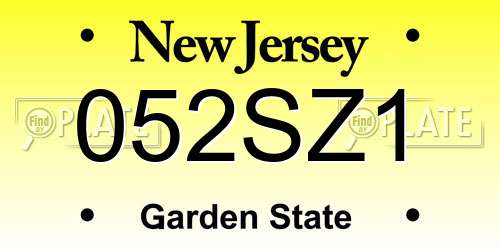 052SZ1 New Jersey License Plate