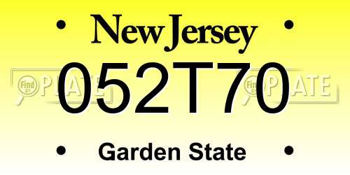052T70 New Jersey License Plate
