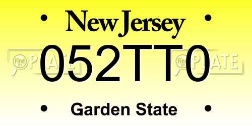 052TT0 New Jersey License Plate