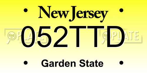 052TTD New Jersey License Plate