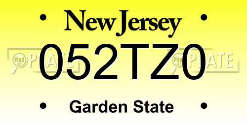 052TZ0 New Jersey License Plate