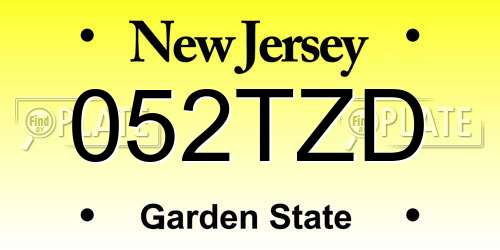 052TZD New Jersey License Plate