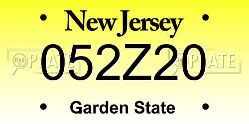 052Z20 New Jersey License Plate