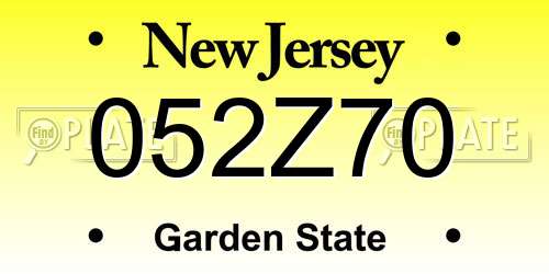 052Z70 New Jersey License Plate