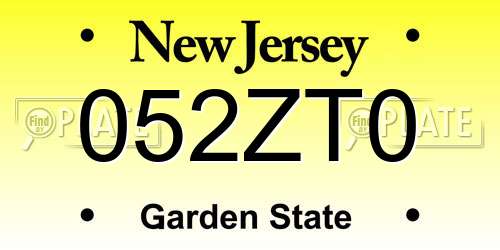 052ZT0 New Jersey License Plate
