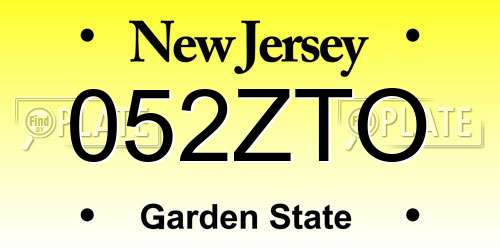 052ZTO New Jersey License Plate