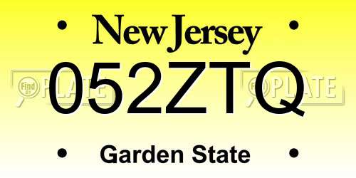 052ZTQ New Jersey License Plate