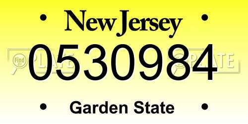 0530984 New Jersey License Plate
