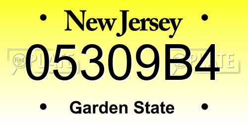 05309B4 New Jersey License Plate