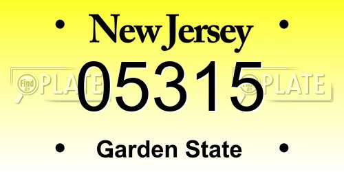 05315 New Jersey License Plate