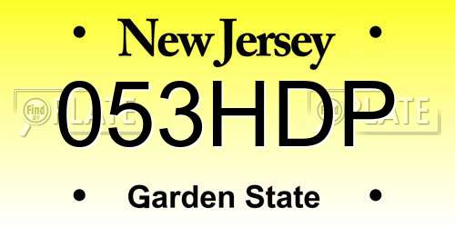053HDP New Jersey License Plate