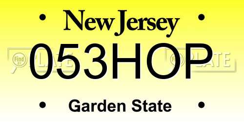 053HOP New Jersey License Plate
