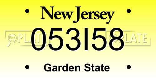 053I58 New Jersey License Plate