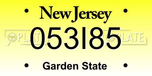 053I85 New Jersey License Plate
