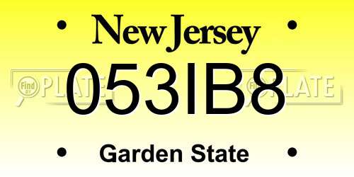 053IB8 New Jersey License Plate
