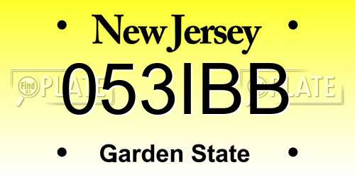 053IBB New Jersey License Plate