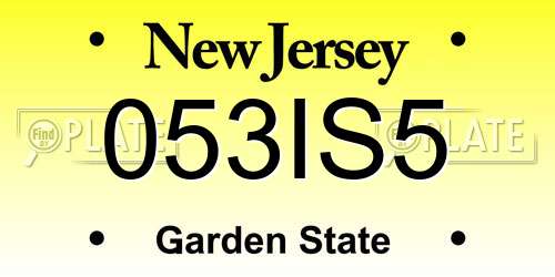 053IS5 New Jersey License Plate