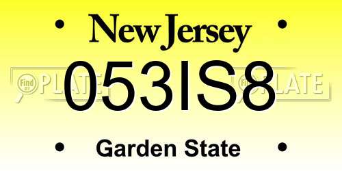 053IS8 New Jersey License Plate
