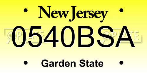 0540BSA New Jersey License Plate