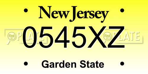 0545XZ New Jersey License Plate
