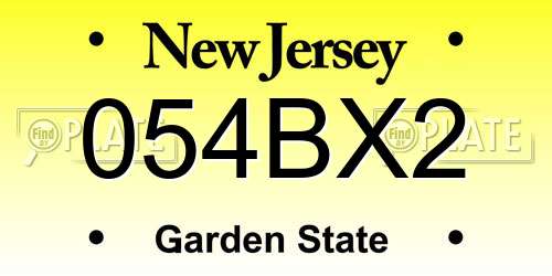 054BX2 New Jersey License Plate