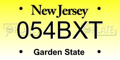 054BXT New Jersey License Plate