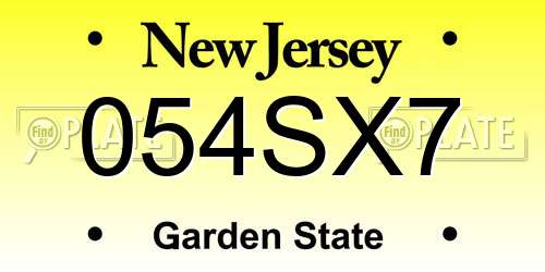 054SX7 New Jersey License Plate