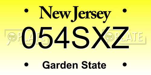 054SXZ New Jersey License Plate