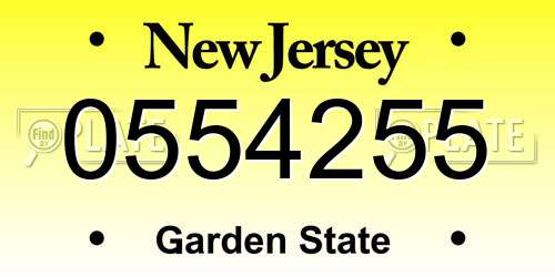 0554255 New Jersey License Plate