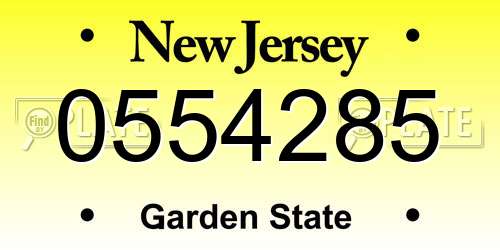 0554285 New Jersey License Plate