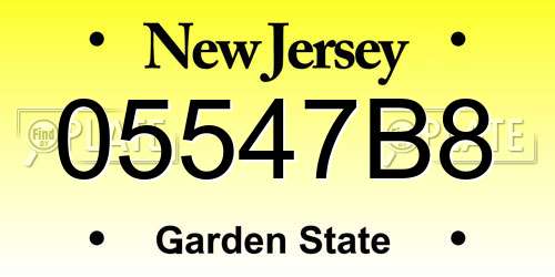 05547B8 New Jersey License Plate
