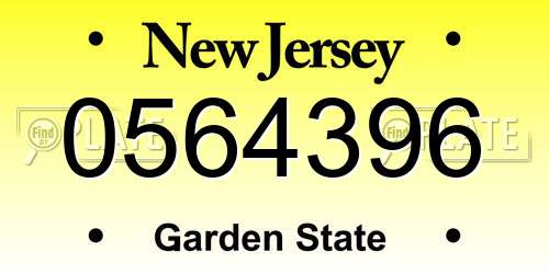 0564396 New Jersey License Plate