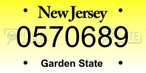 0570689 New Jersey License Plate
