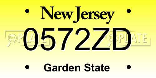 0572ZD New Jersey License Plate