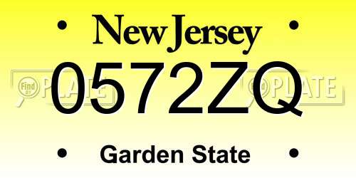 0572ZQ New Jersey License Plate
