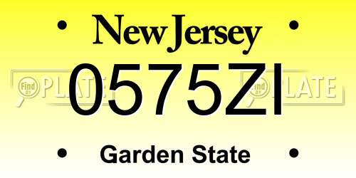 0575ZI New Jersey License Plate